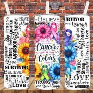 Hand Crafted Pink Floral Cancer Awareness Tumbler